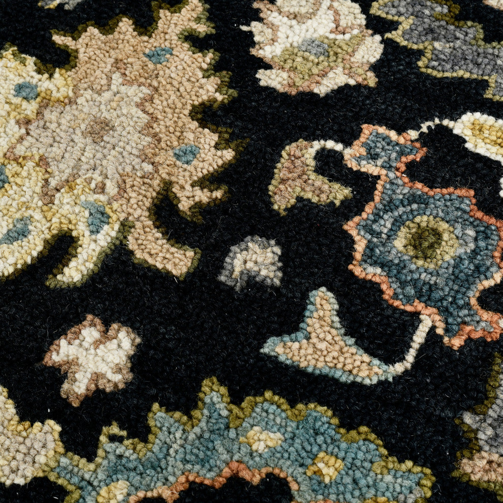 Jackson Traditional Black Hand-Hooked Area Rug 2' x 3'