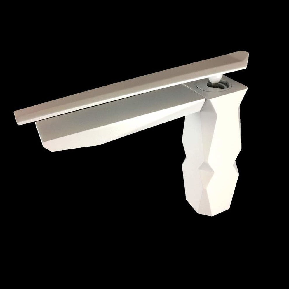 Ikon Polished Chrome High End Bathroom Faucet, White, Without pop-up drain