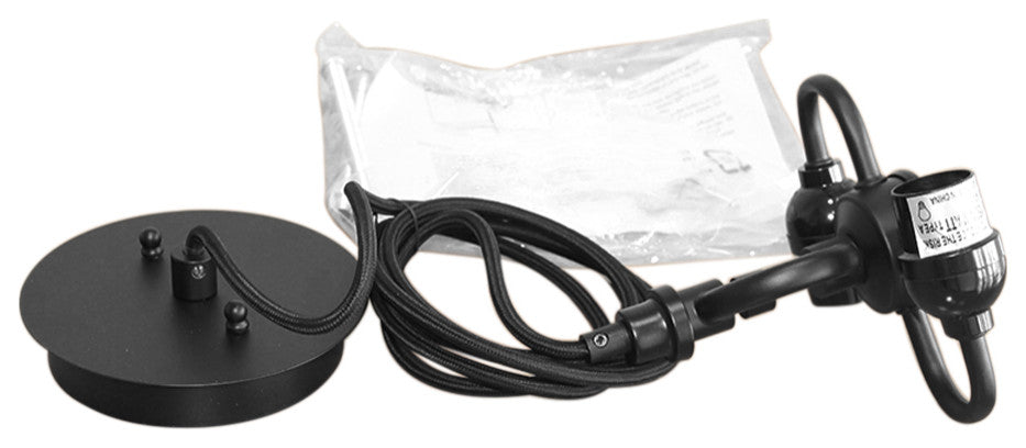 18" W 2 Light Pendant Granite Gray Shade with Diffuser, Black Cord