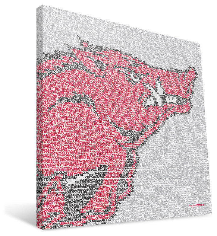 ARK Razorbacks Typo Canvas Print, 16"x16"