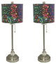 28" Crystal Lamp With Mosaic Stained Glass Shade, Brushed Nickel, Set of 2