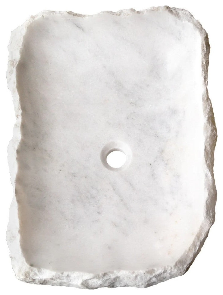 Carrara Marble Rustic Vessel Sink Polished&Hand Chiseled  (W)16" (L)22" (H)5"