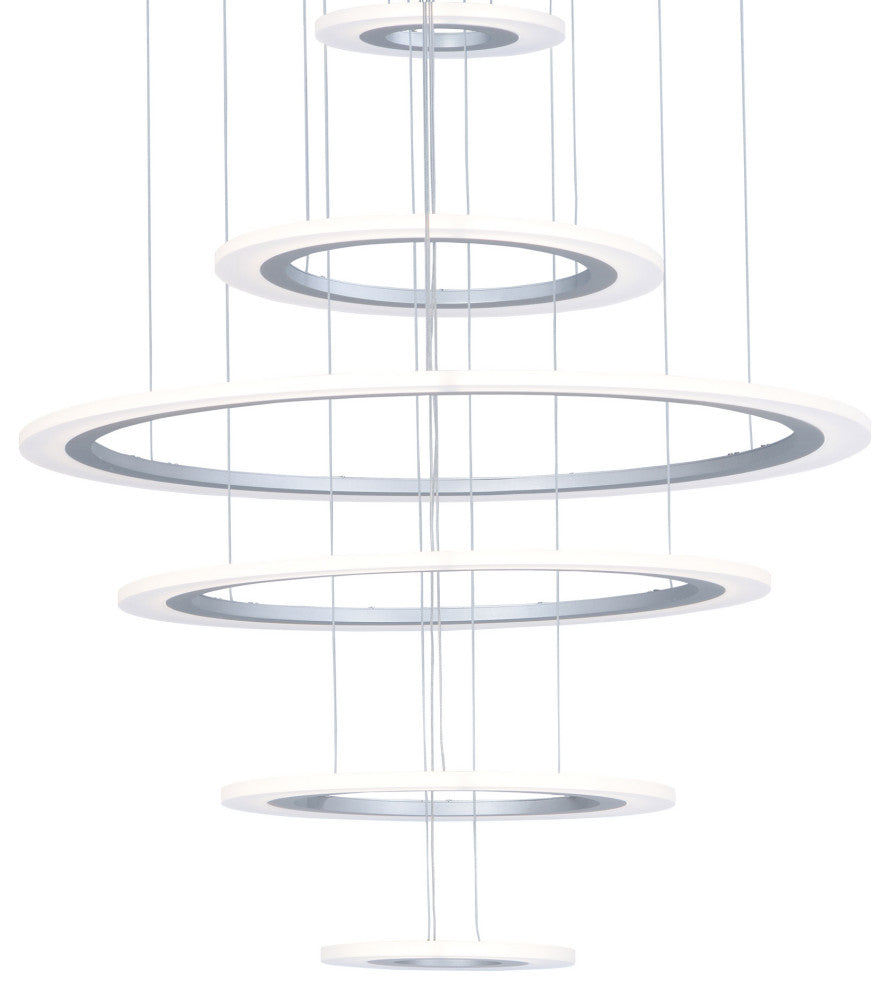 ET2 E22664-11 Saturn II 30" Tall 6 Ring LED Chandelier - Matte Silver