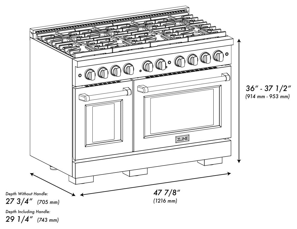 ZLINE 48 In. Freestanding Gas Range, Stainless Steel, SGR48