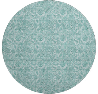 Premium Machine Washable Mayfield AMF662 Teal 8' x 8' Round Rug
