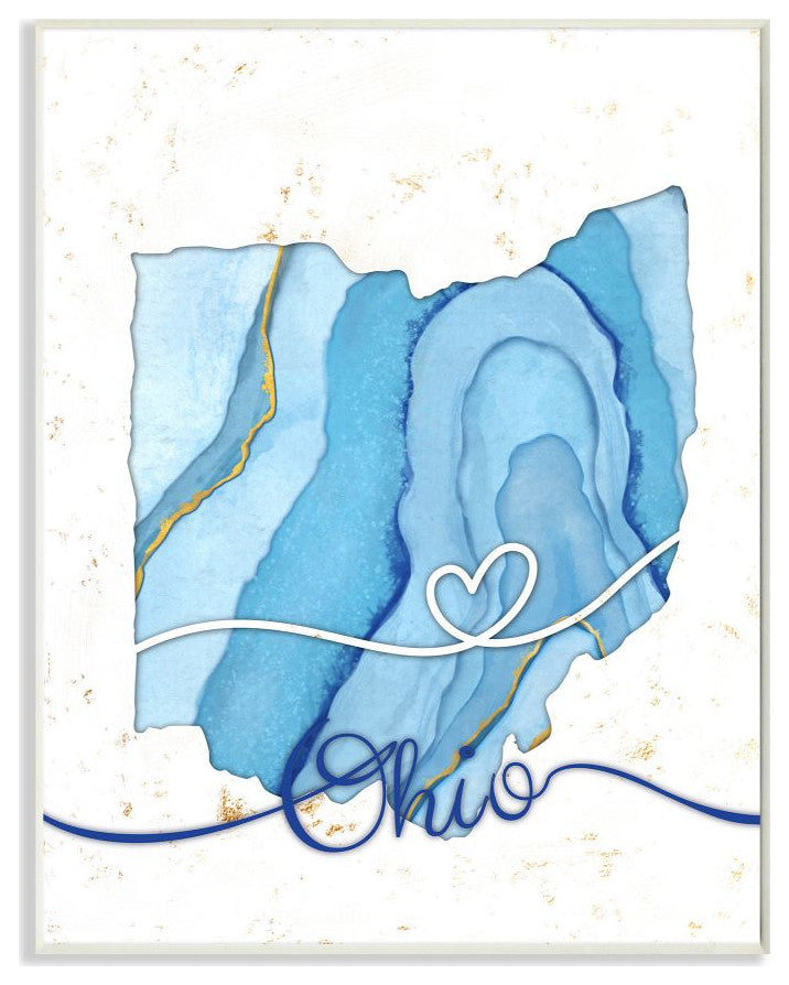 Stupell Industries Ohio Agate Blue US State Design, 13 x 19