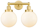 Edison Large Beacon 2-Light 16" Vanity Light, Satin Gold With Matte White Shade