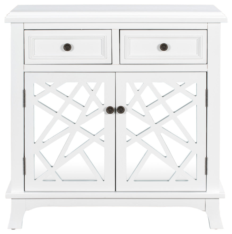 Wood Double Door Accent Cabinet with 2 Drawers, White, 30'' X 14''