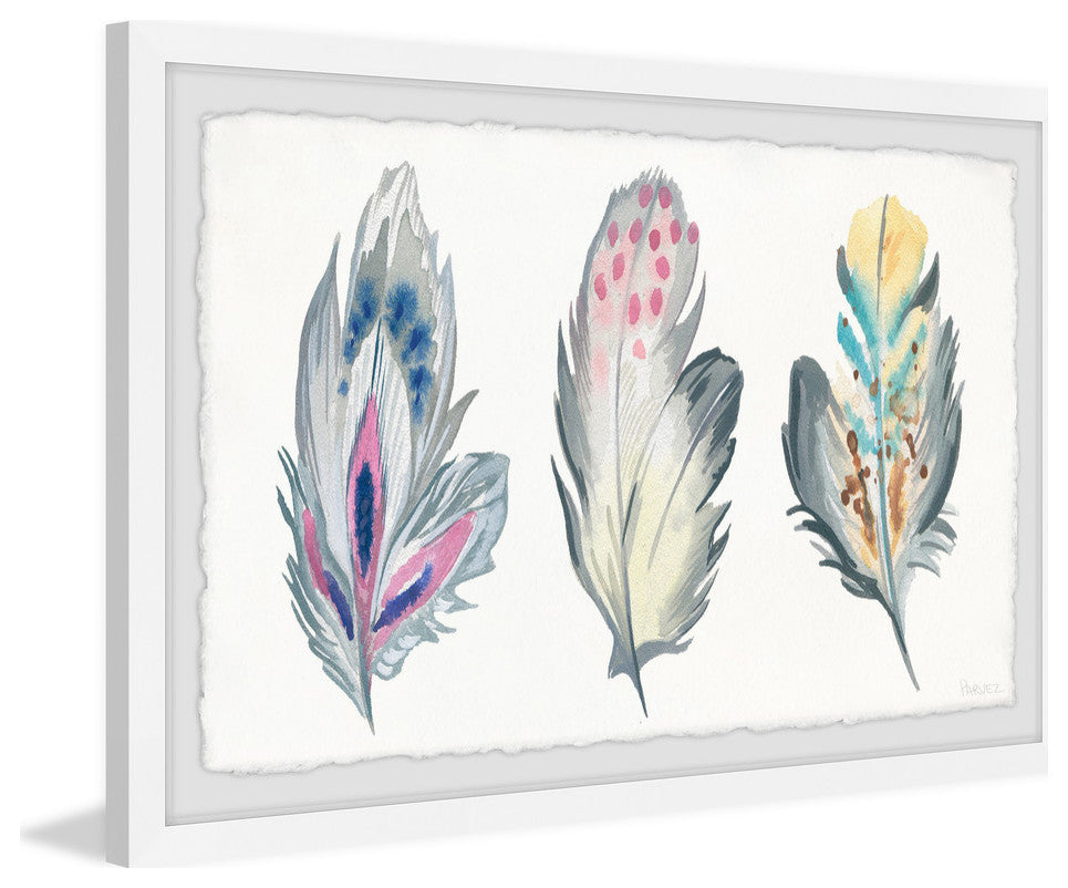 "Stylish Feathers" Framed Painting Print, 12"x8"