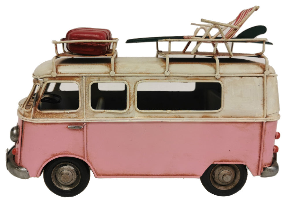 VW Pink Metal Bus Decor
