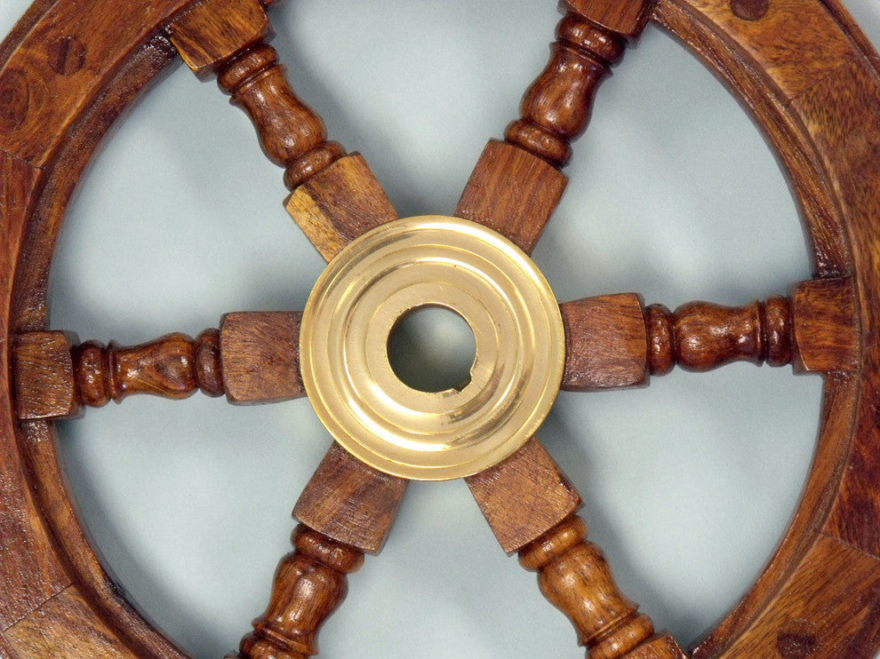 Decorative, Wooden Ship Wheel, Antique, 15"