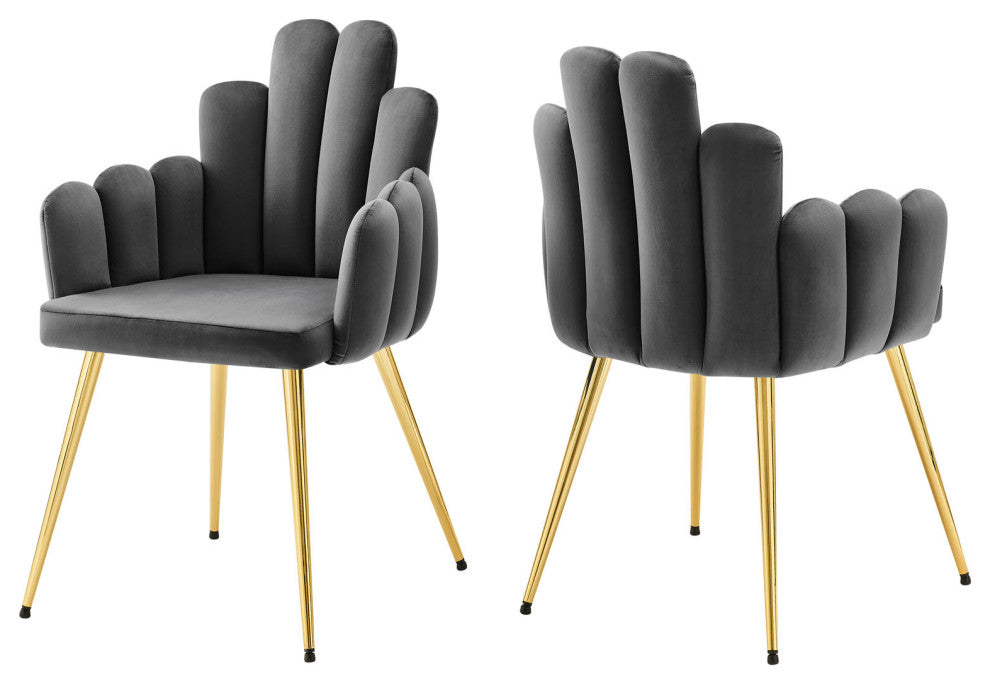 Viceroy Performance Velvet Dining Chair Set of 2, Gold Gray