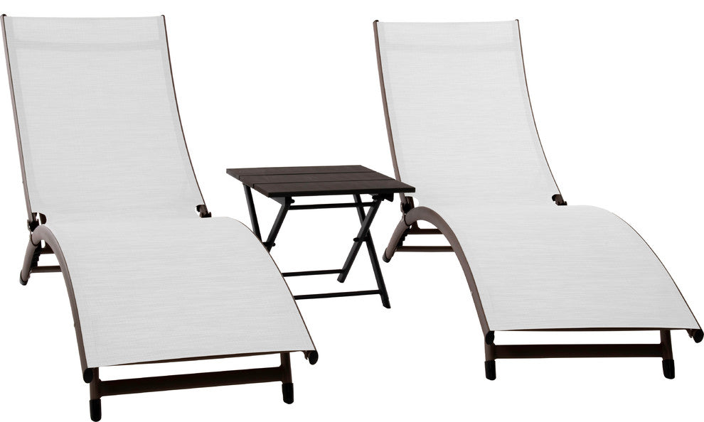 Coral Springs Aluminum Lounger 3-Piece Set, Pearl