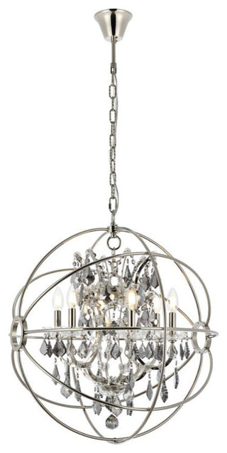 Elegant Lighting 1130D25-SS/RC Geneva 6 Light 25"W Crystal - Dark Bronze