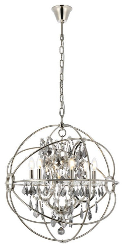 Elegant Lighting 1130D25-SS/RC Geneva 6 Light 25"W Crystal - Dark Bronze