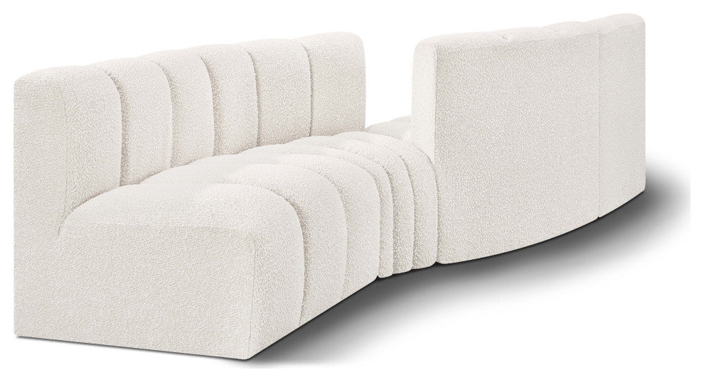 Arc Boucle Fabric Upholstered 4-Pc. Facing Modular Sectional, Cream