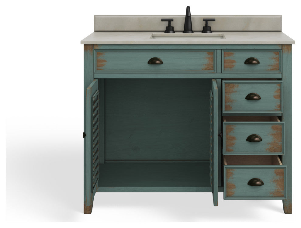 The Calusa Bathroom Vanity, Turquoise, 42", Single Sink, Freestanding