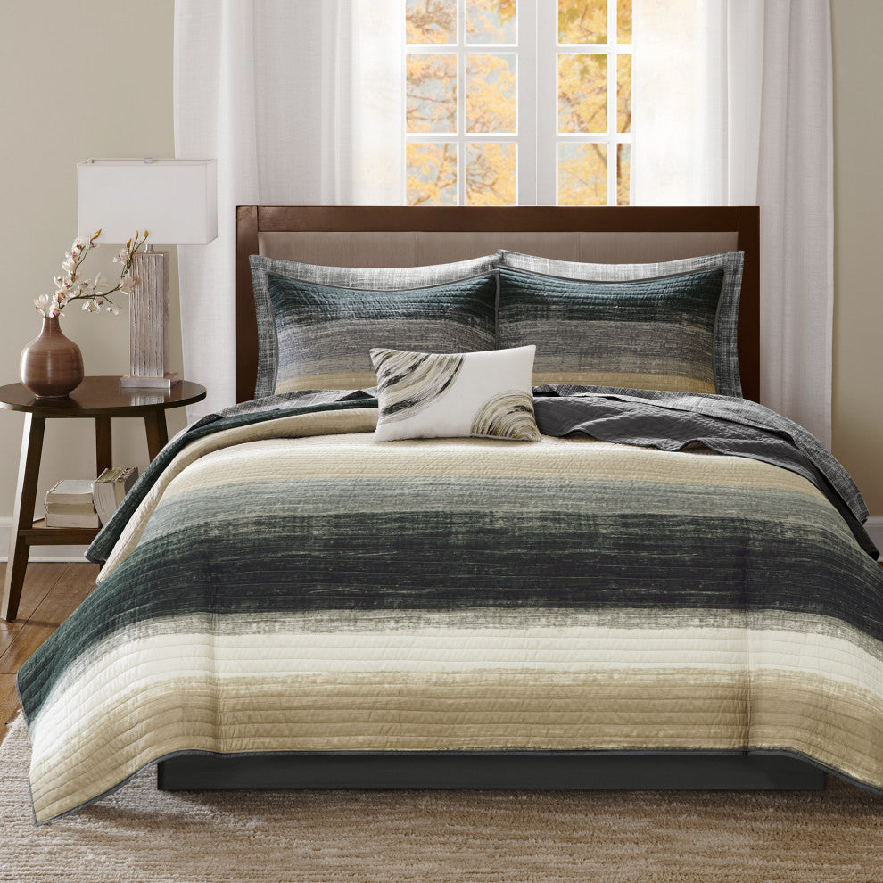 Madison Park Microfiber Printed 6-Piece Coverlet Set, Twin