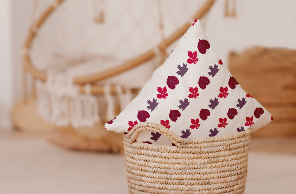 Leaf Stripe Accent Pillow With Removable Insert, Plum, 18"x18"