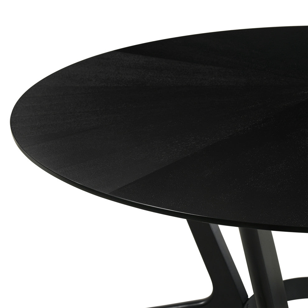 Santana Round Wood Dining Table, Black Finish
