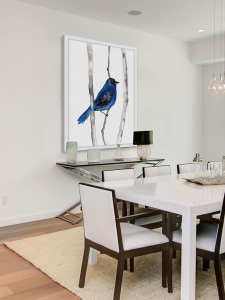 "Indigo Bunting" Framed Painting Print, 12"x18"