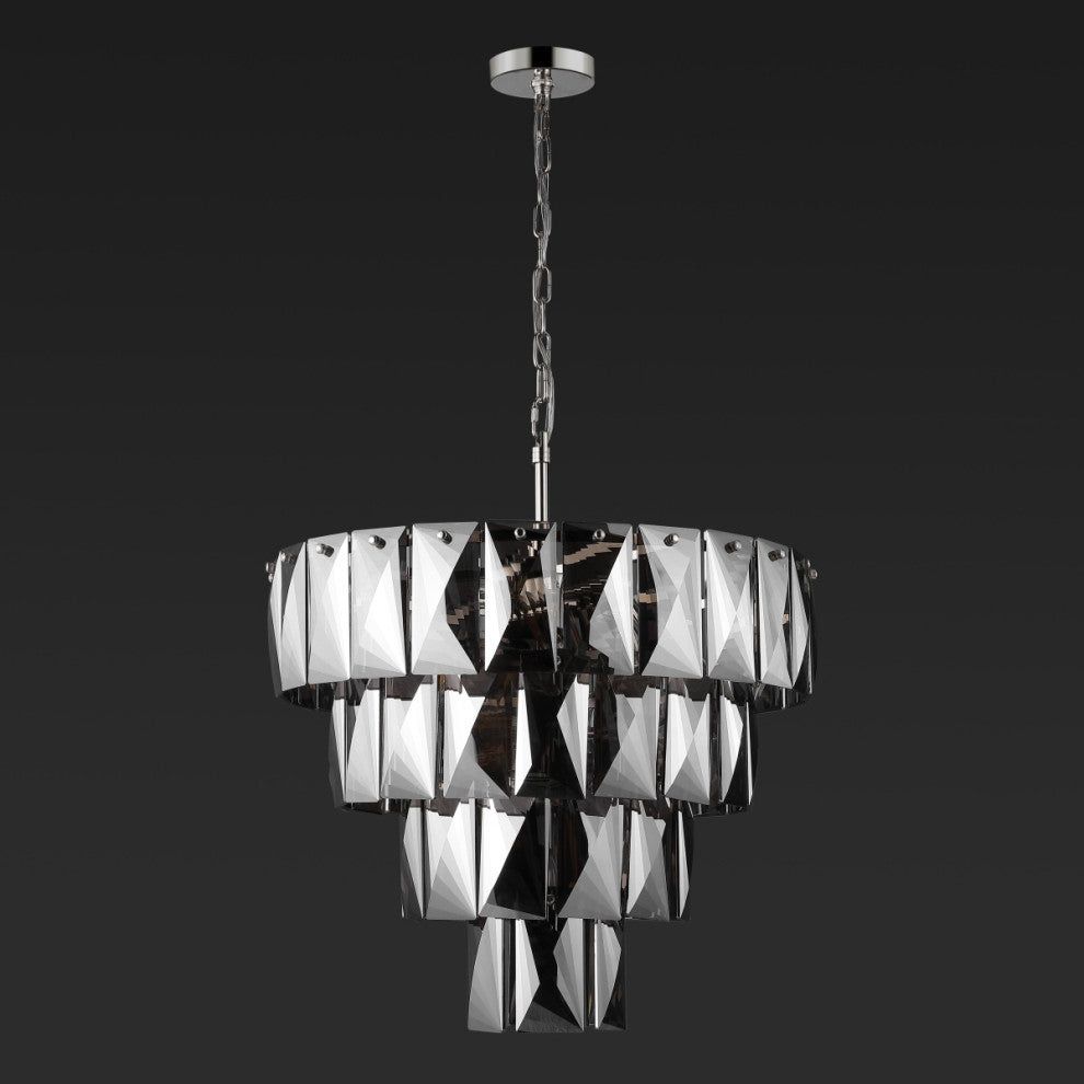 Safavieh Couture Jaylee Crystal 4 Tier Chandelier, Nickel/Dark Grey