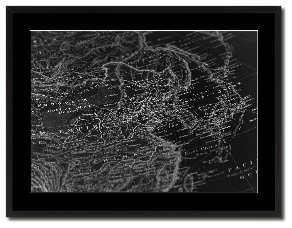 Europe Asia Vintage Monochrome Map Canvas, 28"x37"