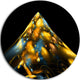 Fractal Golden Blue Structure, Abstract Art Round Metal Wall Art, 11"