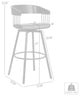 Athena Swivel Black Wood Counter Stool, Gray Faux Leather With Black Metal, 27"