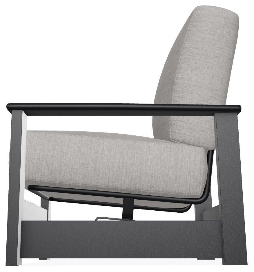 Leeward Deep Seat Outdoor Armchair with Hidden Motion, Graystone/Black