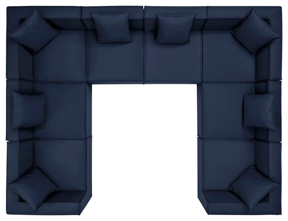 Lounge Sectional Sofa Set, Fabric, Blue Navy, Modern, Outdoor Patio Cafe Bistro