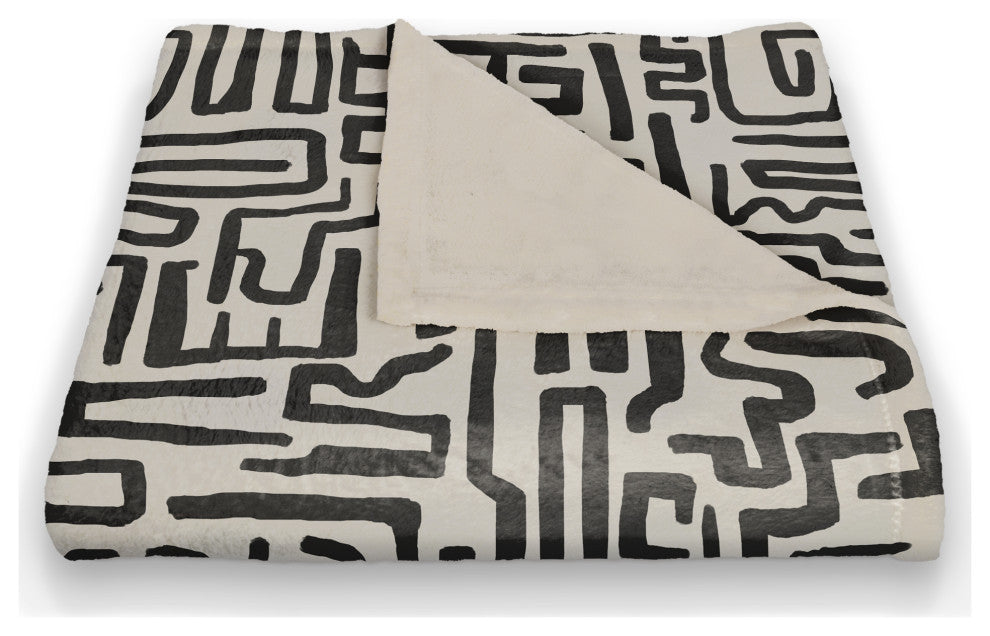 Black Maze Lines 50"x60" Coral Fleece Blanket