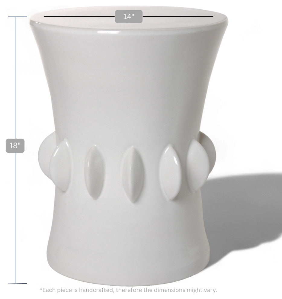 Jewel Stool, White 14x18