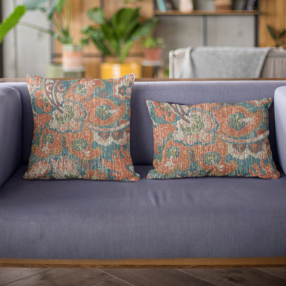 Plutus Multi-Color Unique Damask Luxury Throw Pillow, 22"x22"