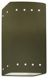 Ambiance Small Rectangle, Perfs Wall Sconce, Open Top/Bottom, Matte Green, LED