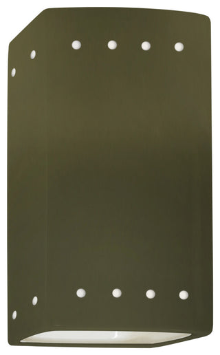 Ambiance Small Rectangle, Perfs Wall Sconce, Open Top/Bottom, Matte Green, LED