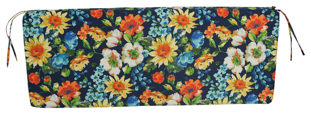 54"X19" Patterned Outdoor Spun Polyester Bench Cushion, Alfinia Fresco Caspian