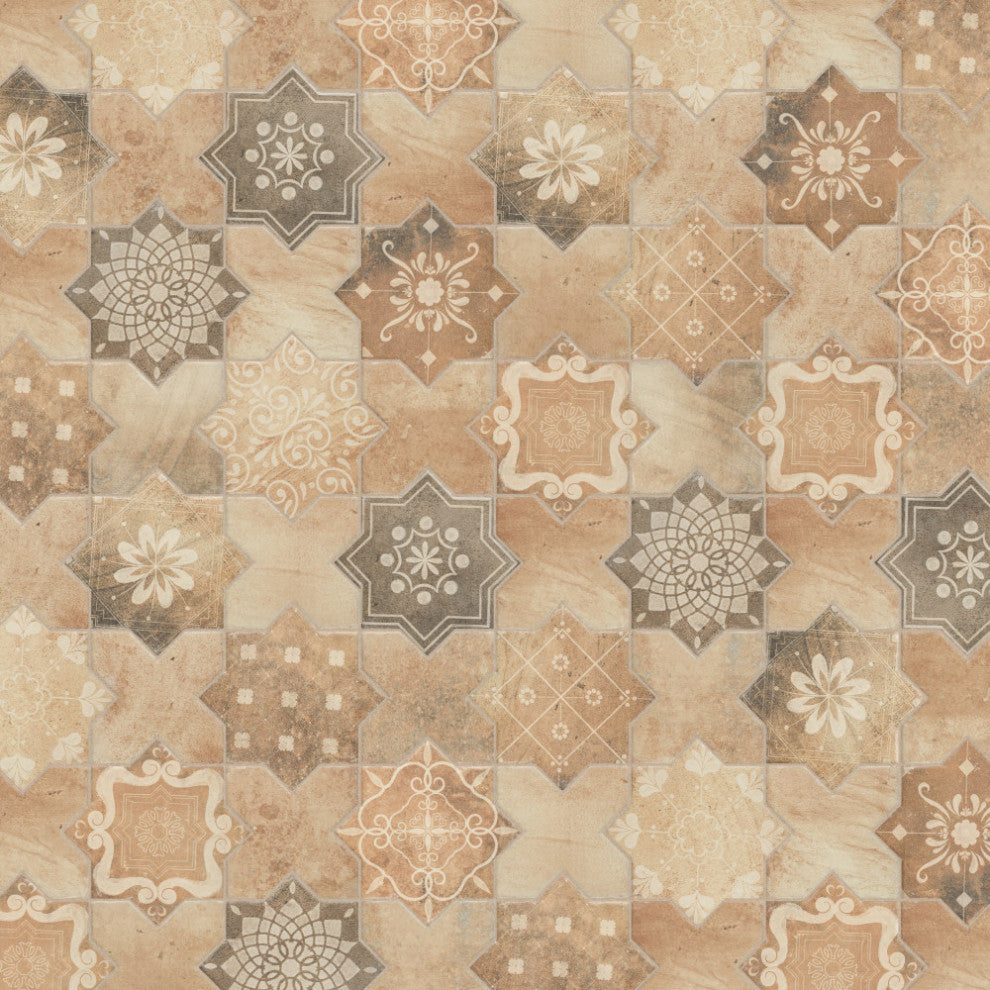 SomerTile Tech Land Star Fire Temple/Cross Fire 6" x 12-1/8" Floor and Wall Tile
