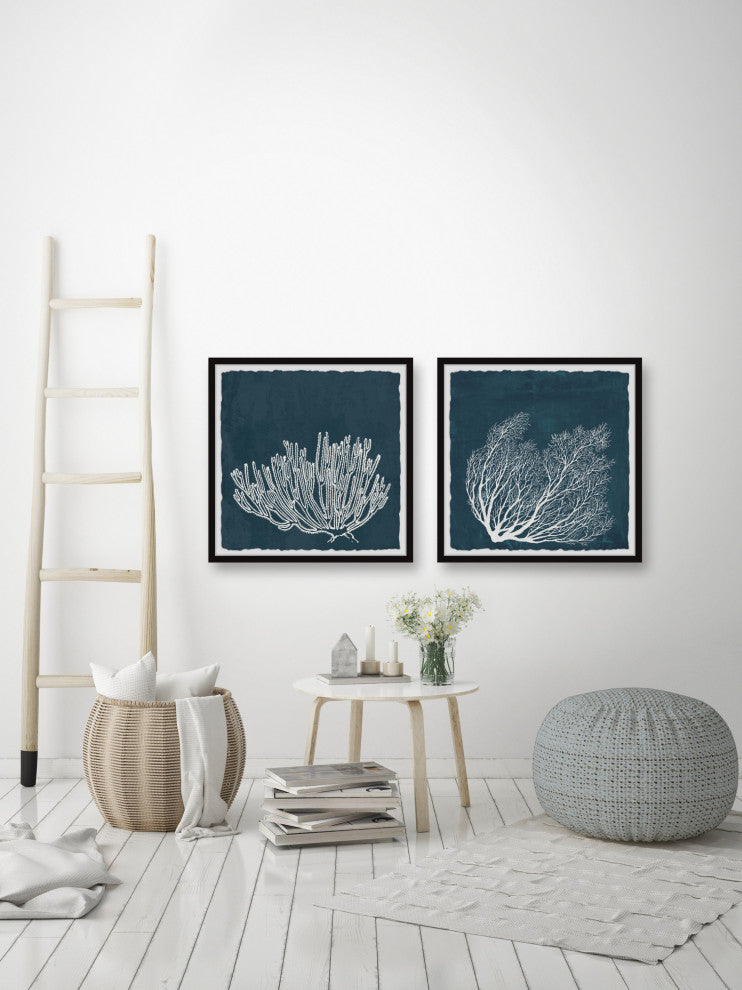 Tropical Corals Diptych, 2-Piece Set, 18x18 Panels