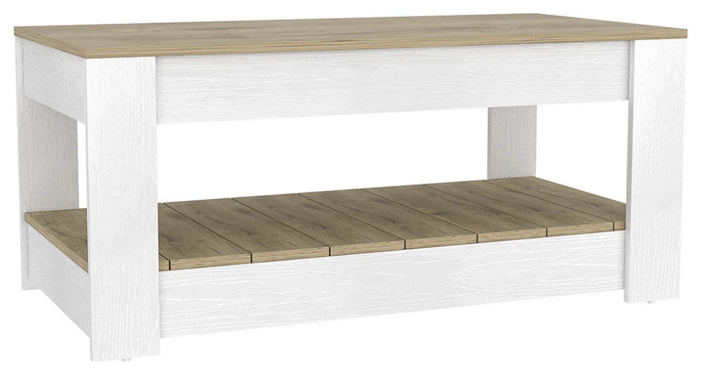 Lindon Farmhouse Coffee Table by RST Brands, White/Golden Oak