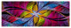 Pink Yellow Fractal Stained Glass, Abstract Canvas Art Print, 70"x28", 6 Panels