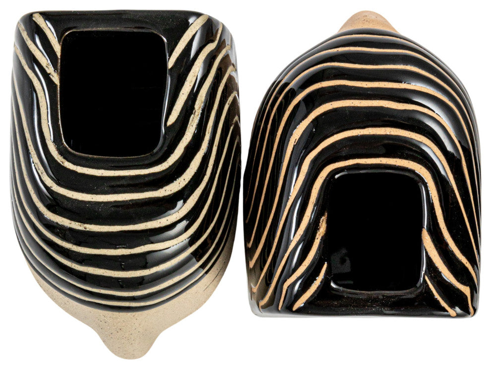 Painted Stoneware Head Vase Bookends, Multicolor, Set of 2
