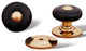 Polished Brass RKI Black Porc. Knob with Brass Tip, RKICK313