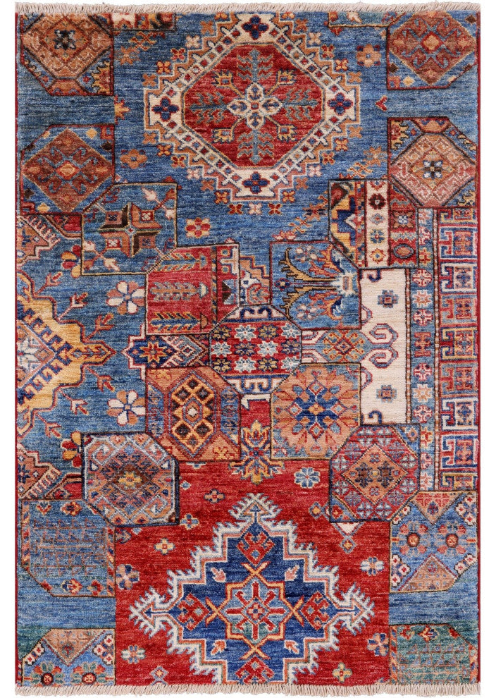 Super Kazak Handmade Wool Rug 2' 9" X 3' 11" Q7485