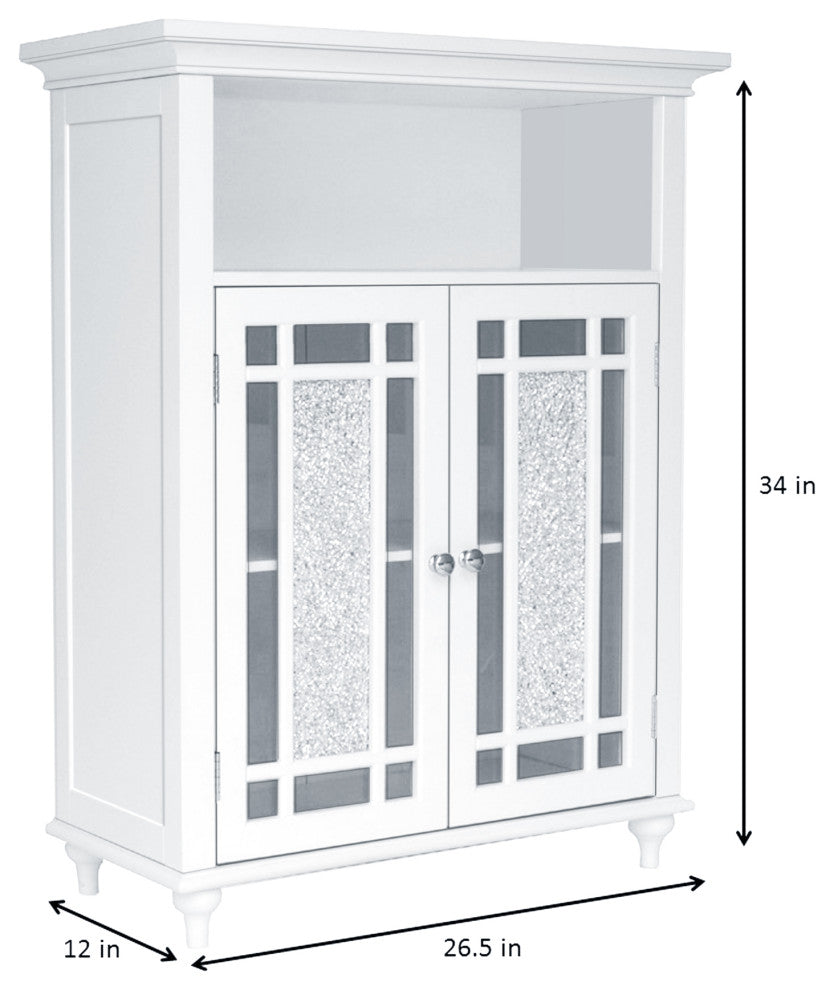 Wooden Bathroom Floor Storage Cabinet, White