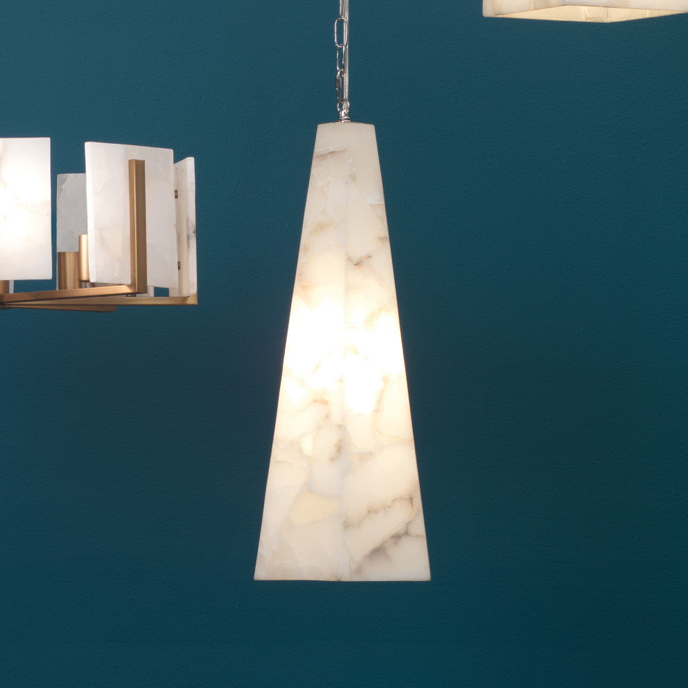 Borealis Alabaster Tall Hexagon 1-Light Pendant