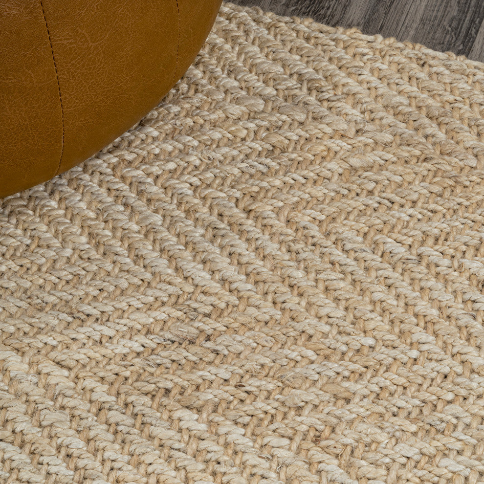 Espina Hand Woven Herringbone Chunky Jute Ivory 8 x 10 Rug