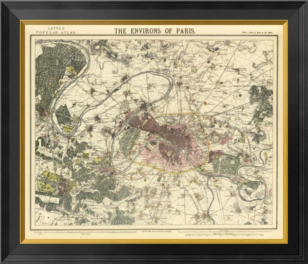 "Environs Paris, 1883" Framed Canvas Giclee by Letts Son and Co., 26x23"