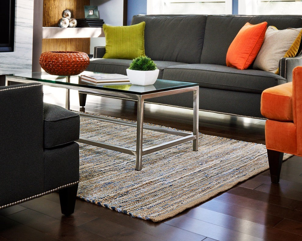 Anji Mountain American Graffiti Denim and Jute Area Rug, 5'x8'