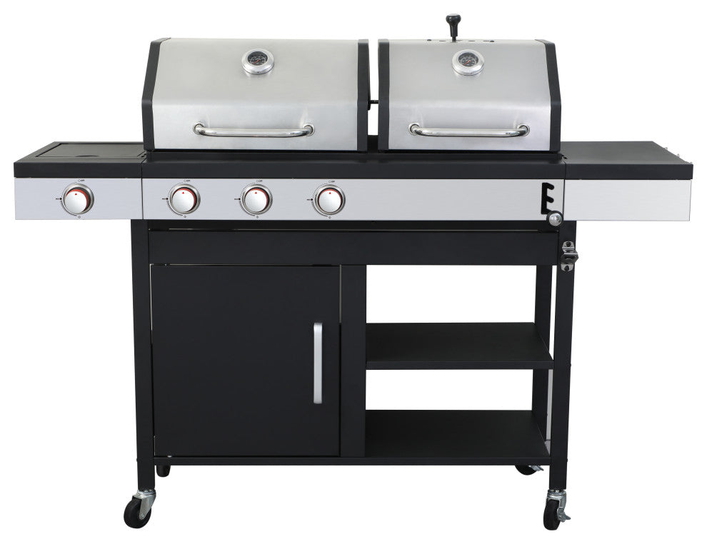 GDF Studio 3 Burner Propane Gas Outdoor Versatile BBQ Grill With Charcoal Grill
